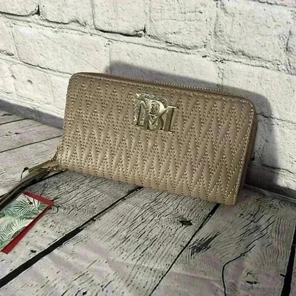 Badgley Mischka Wristlet Wallet Taupe Cellphone Pocket Billfold Pocketbook New - Picture 1 of 5